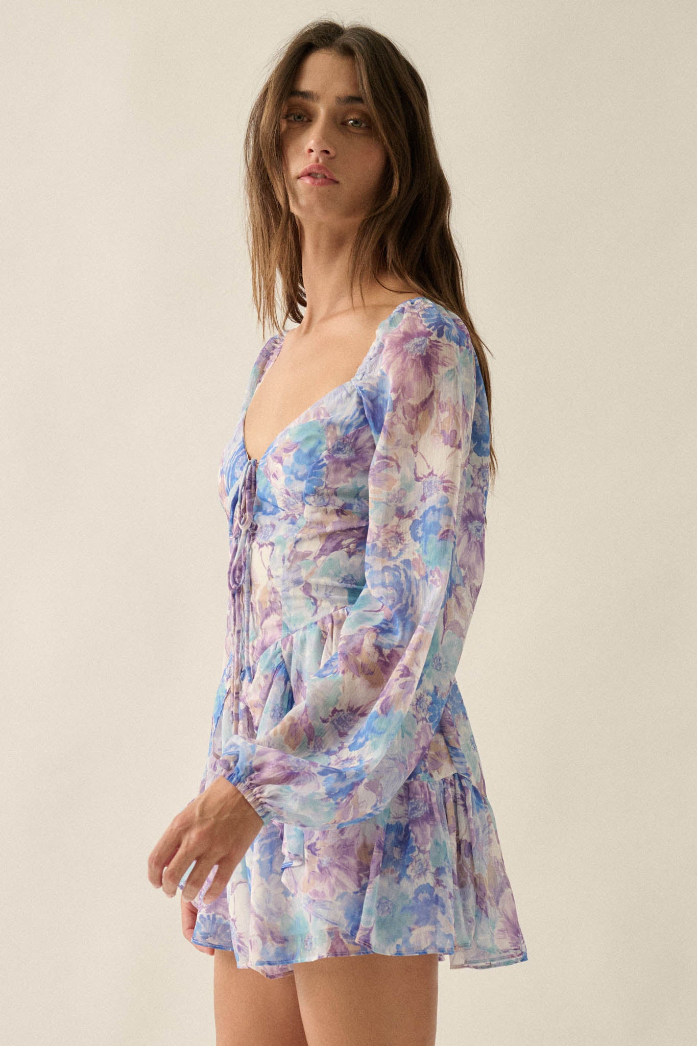 Pretty in Pastel Floral Chiffon Tie-Front Romper - ShopPromesa