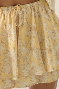 Dancing Daisies Floral Satin Drawstring Mini Skort - ShopPromesa