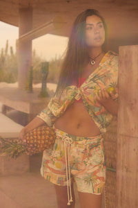 Caribbean Dream Tropical-Print Drawstring Shorts - ShopPromesa