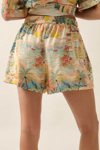 Caribbean Dream Tropical-Print Drawstring Shorts - ShopPromesa