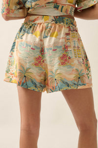 Caribbean Dream Tropical-Print Drawstring Shorts - ShopPromesa