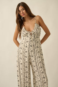 Growing Strong Floral-Stripe Crepe Halter Jumpsuit - ShopPromesa