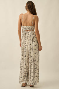 Growing Strong Floral-Stripe Crepe Halter Jumpsuit - ShopPromesa