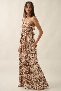 Nomad Spirit Abstract Floral-Print Halter Jumpsuit - ShopPromesa