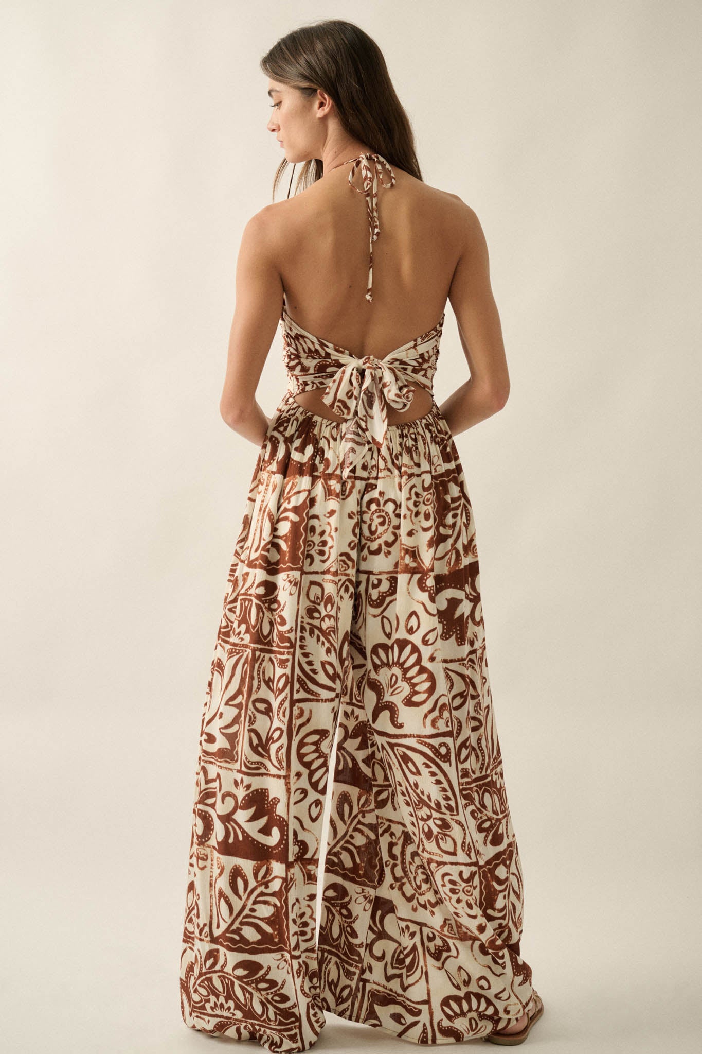 Nomad Spirit Abstract Floral-Print Halter Jumpsuit - ShopPromesa