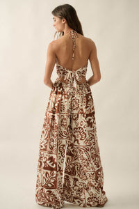 Nomad Spirit Abstract Floral-Print Halter Jumpsuit - ShopPromesa