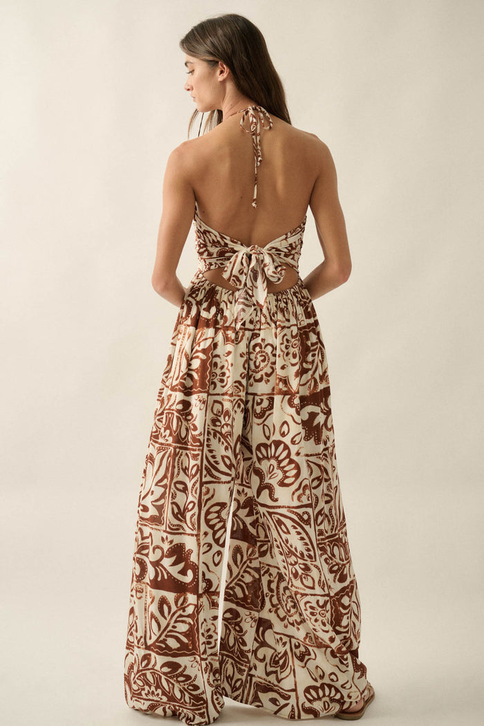 Nomad Spirit Abstract Floral-Print Halter Jumpsuit - ShopPromesa