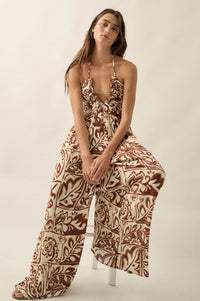 Nomad Spirit Abstract Floral-Print Halter Jumpsuit - ShopPromesa