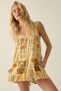 Chasing Paradise Tropical-Print Tie-Back Romper - ShopPromesa