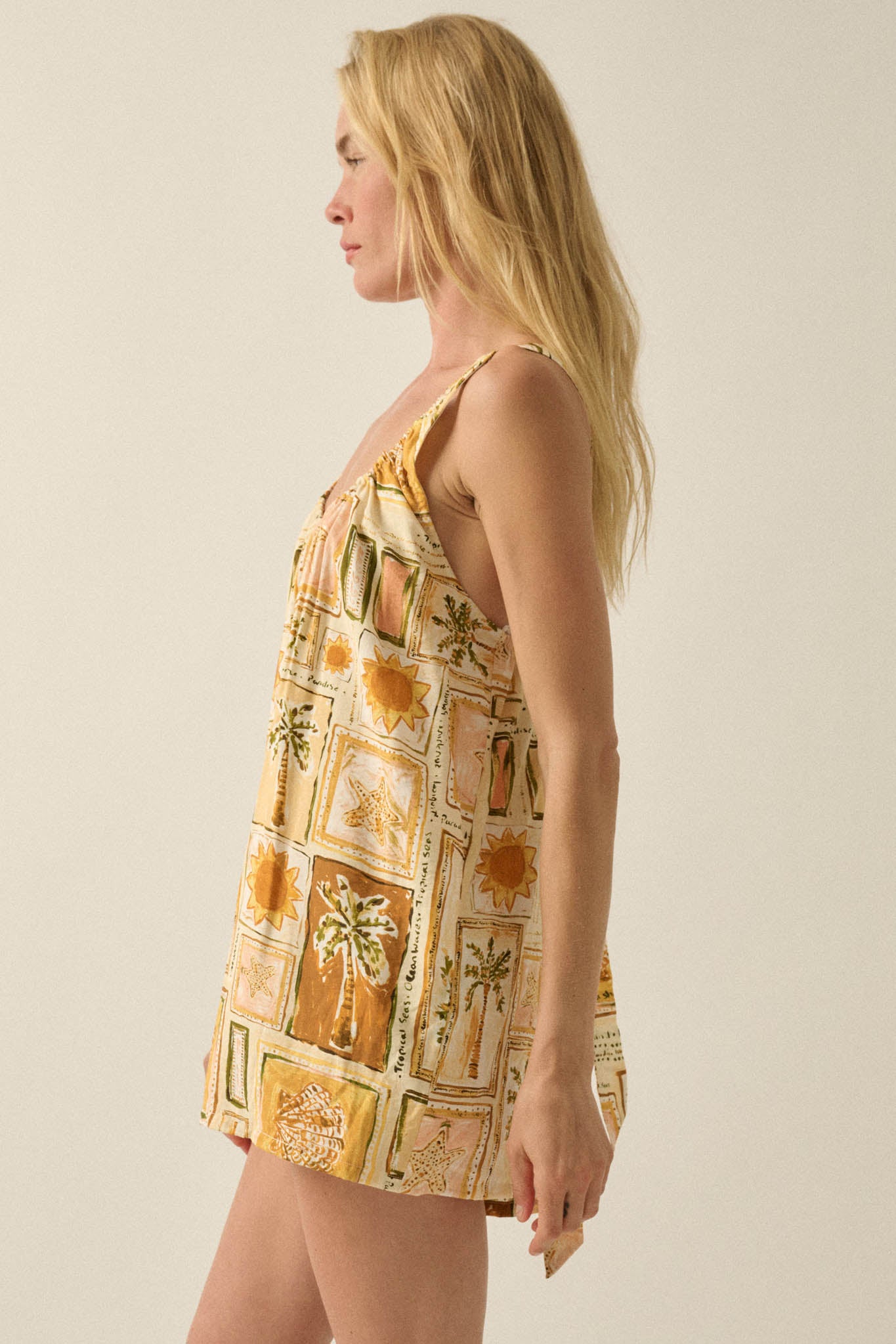 Chasing Paradise Tropical-Print Tie-Back Romper - ShopPromesa