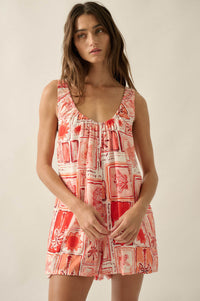 Chasing Paradise Tropical-Print Tie-Back Romper - ShopPromesa