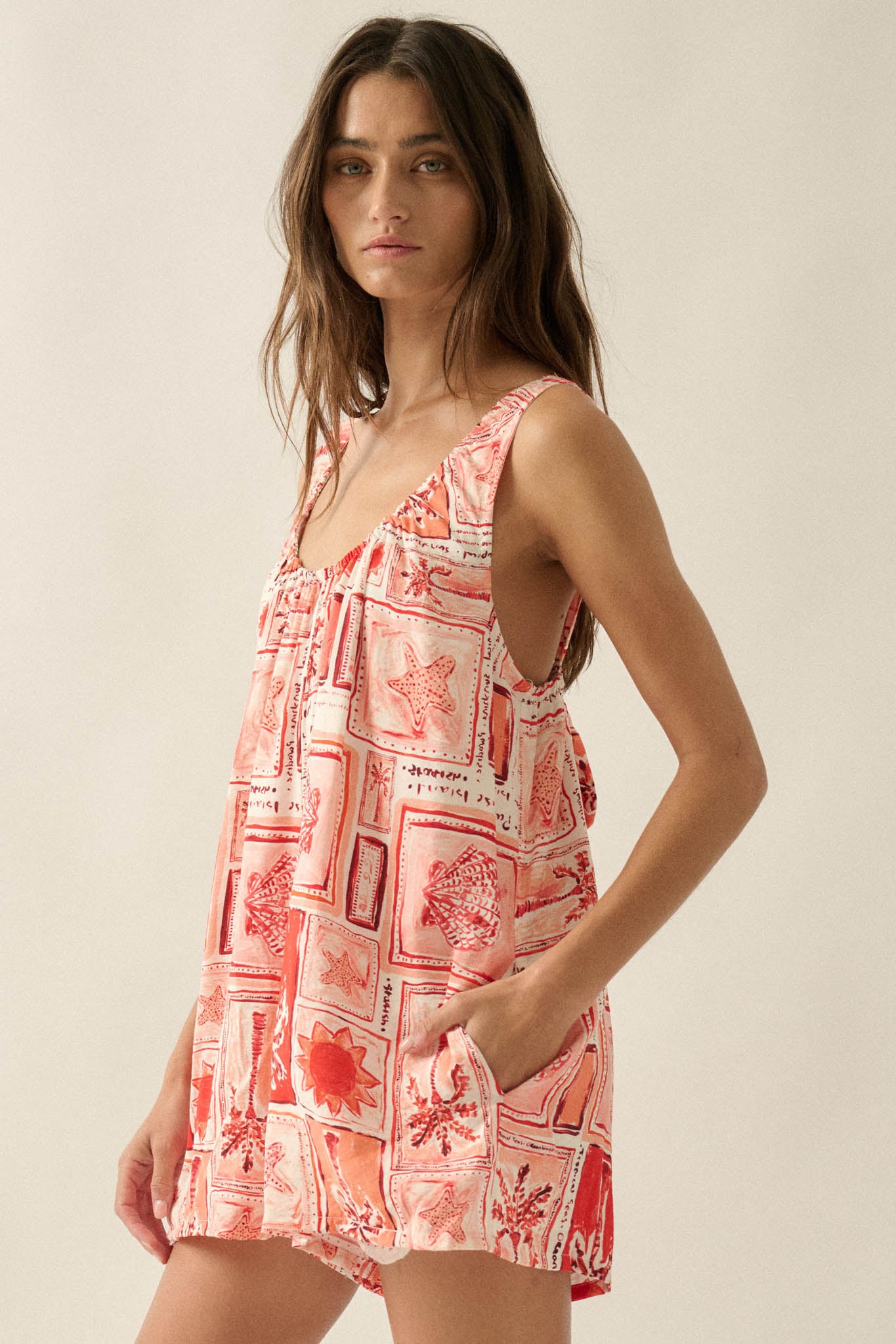 Chasing Paradise Tropical-Print Tie-Back Romper - ShopPromesa