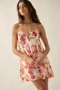 Enchanted Garden Floral Mesh Tiered Babydoll Romper - ShopPromesa