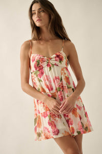Enchanted Garden Floral Mesh Tiered Babydoll Romper - ShopPromesa