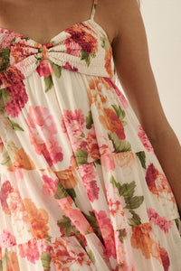 Enchanted Garden Floral Mesh Tiered Babydoll Romper - ShopPromesa