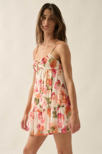 Enchanted Garden Floral Mesh Tiered Babydoll Romper - ShopPromesa