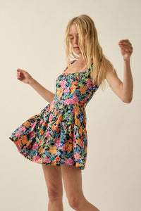 Brilliant Buds Floral Satin Tiered Ruffle Romper - ShopPromesa