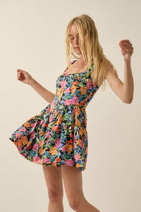 Brilliant Buds Floral Satin Tiered Ruffle Romper - ShopPromesa