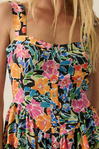 Brilliant Buds Floral Satin Tiered Ruffle Romper - ShopPromesa