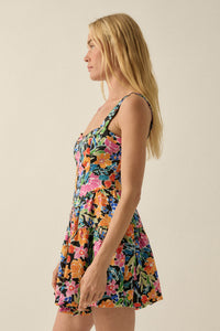 Brilliant Buds Floral Satin Tiered Ruffle Romper - ShopPromesa