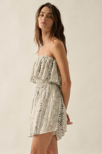 Wander Wild Abstract-Print Strapless Flounce Romper - ShopPromesa