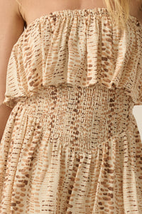Wander Wild Abstract-Print Strapless Flounce Romper - ShopPromesa