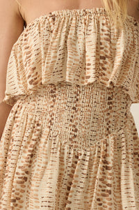 Wander Wild Abstract-Print Strapless Flounce Romper - ShopPromesa
