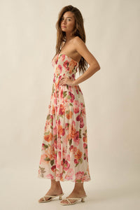 Garden Stroll Floral Mesh Strapless Romper Maxi Dress - ShopPromesa