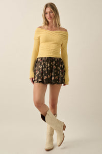 Scattered Petals Floral Satin Gathered Mini Skort - ShopPromesa