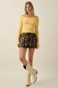 Scattered Petals Floral Satin Gathered Mini Skort - ShopPromesa