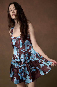 Charmed Life Floral Satin Tiered Sweetheart Romper - ShopPromesa