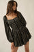 Belle Lune Moon-Print Satin Long-Sleeve Tiered Romper - ShopPromesa