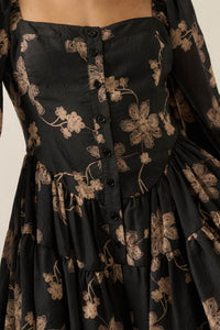 Truly Timeless Floral Tiered Ruffle Balloon-Sleeve Romper - ShopPromesa