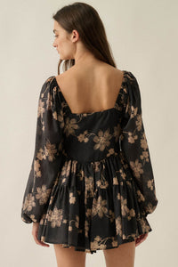 Truly Timeless Floral Tiered Ruffle Balloon-Sleeve Romper - ShopPromesa
