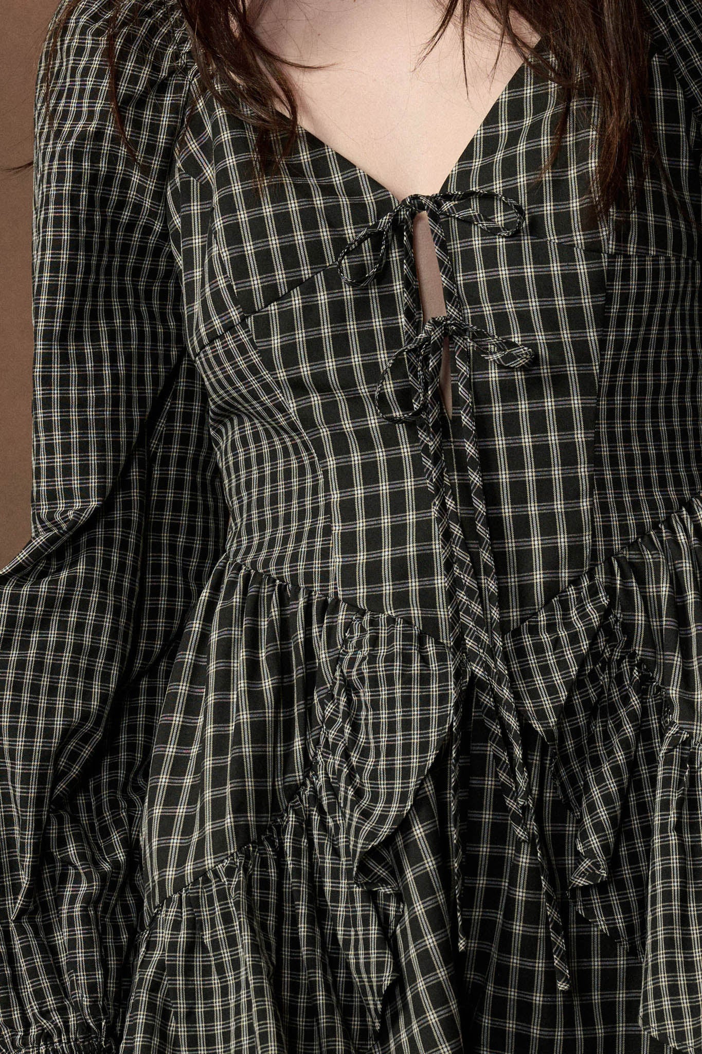 Square Deal Plaid Ruffled Tie-Front Romper - ShopPromesa