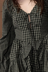 Square Deal Plaid Ruffled Tie-Front Romper - ShopPromesa