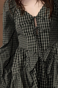 Square Deal Plaid Ruffled Tie-Front Romper - ShopPromesa