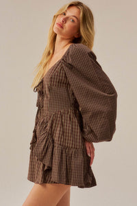 Square Deal Plaid Ruffled Tie-Front Romper - ShopPromesa