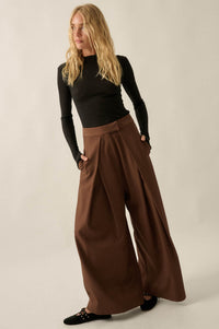 Walk this Way Gabardine Pleated Wide-Leg Pants - ShopPromesa