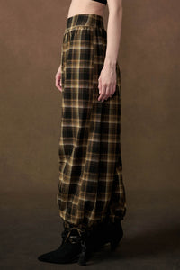 Plaid Mood High-Waist Drawstring-Hem Balloon Pants - ShopPromesa