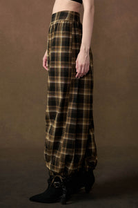 Plaid Mood High-Waist Drawstring-Hem Balloon Pants - ShopPromesa