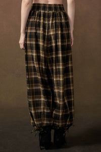 Plaid Mood High-Waist Drawstring-Hem Balloon Pants - ShopPromesa