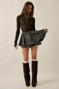Step Back Gathered Gabardine Drawstring Mini Skort - ShopPromesa