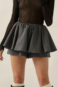 Step Back Gathered Gabardine Drawstring Mini Skort - ShopPromesa