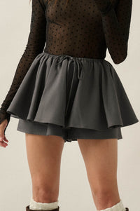 Step Back Gathered Gabardine Drawstring Mini Skort - ShopPromesa