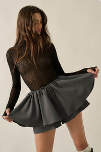 Step Back Gathered Gabardine Drawstring Mini Skort - ShopPromesa
