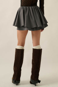 Step Back Gathered Gabardine Drawstring Mini Skort - ShopPromesa