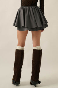 Step Back Gathered Gabardine Drawstring Mini Skort - ShopPromesa