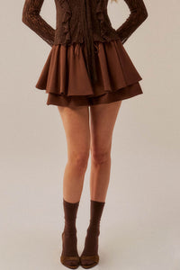 Step Back Gathered Gabardine Drawstring Mini Skort - ShopPromesa