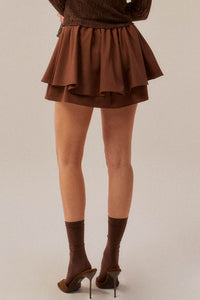 Step Back Gathered Gabardine Drawstring Mini Skort - ShopPromesa